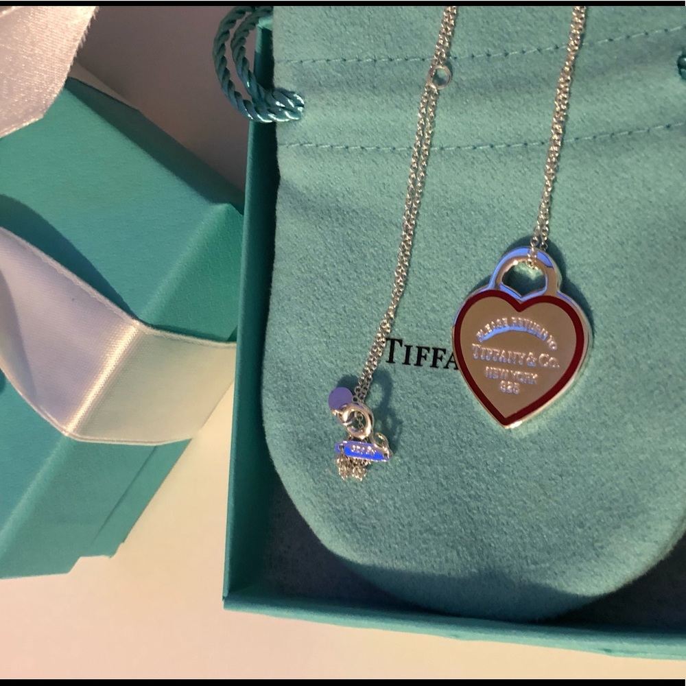 Tiffany & Co Red Border Heart Necklace